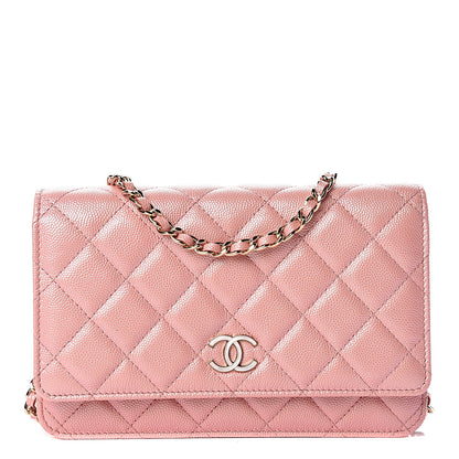 Chanel Iridescent Caviar Quilted Wallet on Chain WOC Rose Pink 1 of 11