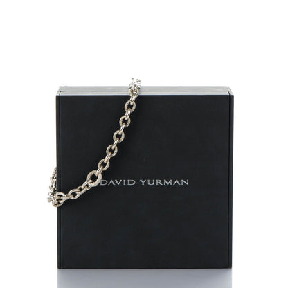 David Yurman Sterling Silver Pave Diamond 15mm Large Oval Link Necklace 7 of 8