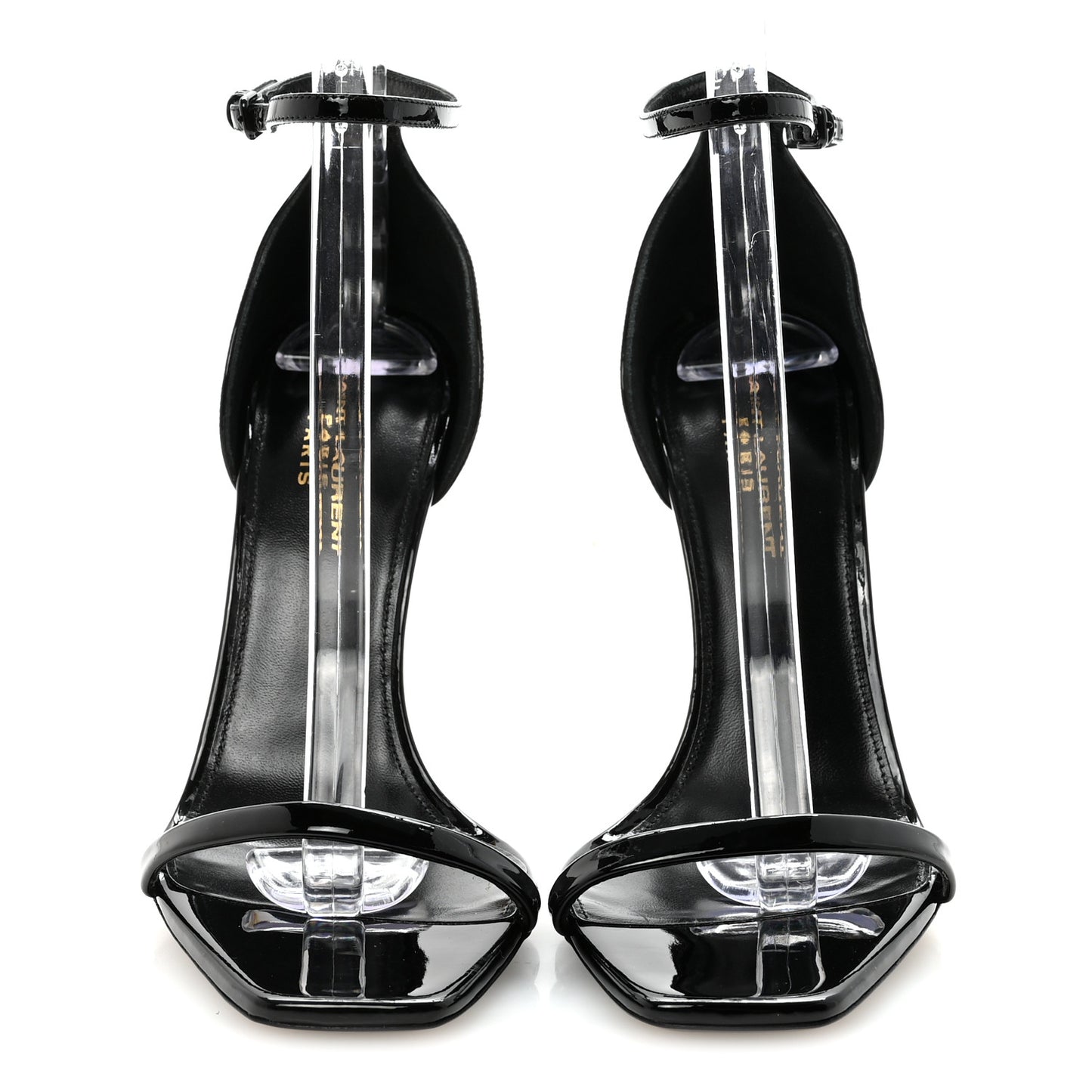 Patent Calfskin Opyum 110 Sandals 38 Black Gold