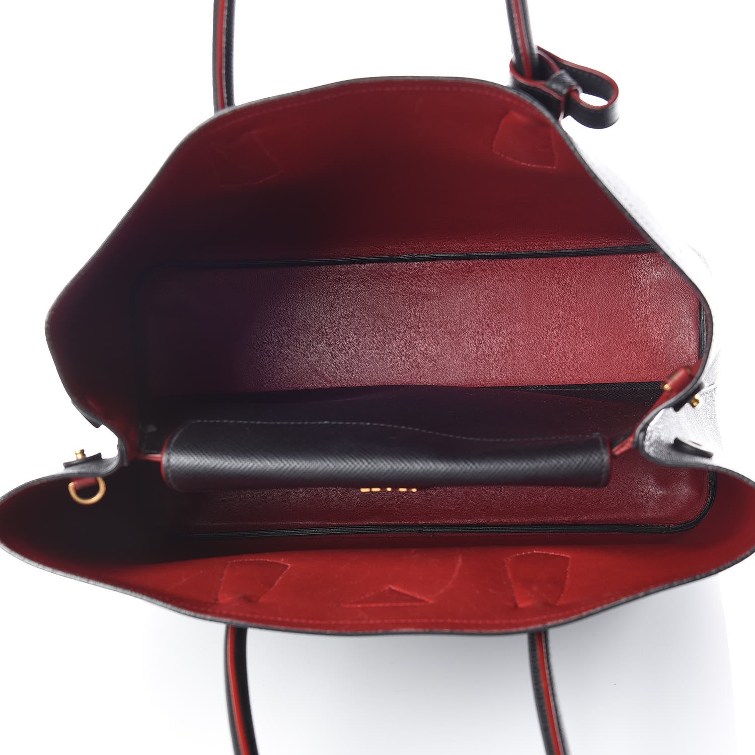 Prada Saffiano Cuir Large Double Bag Black Fuoco 5 of 23