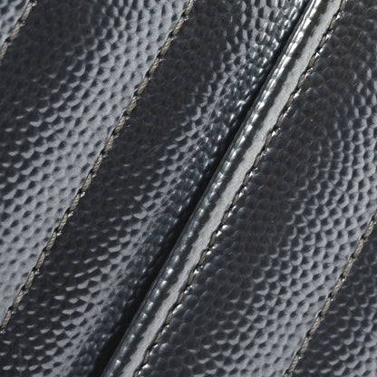Saint Laurent Metallic Grain De Poudre Matelasse Chevron Monogram Flap Wallet Silver 13 of 16