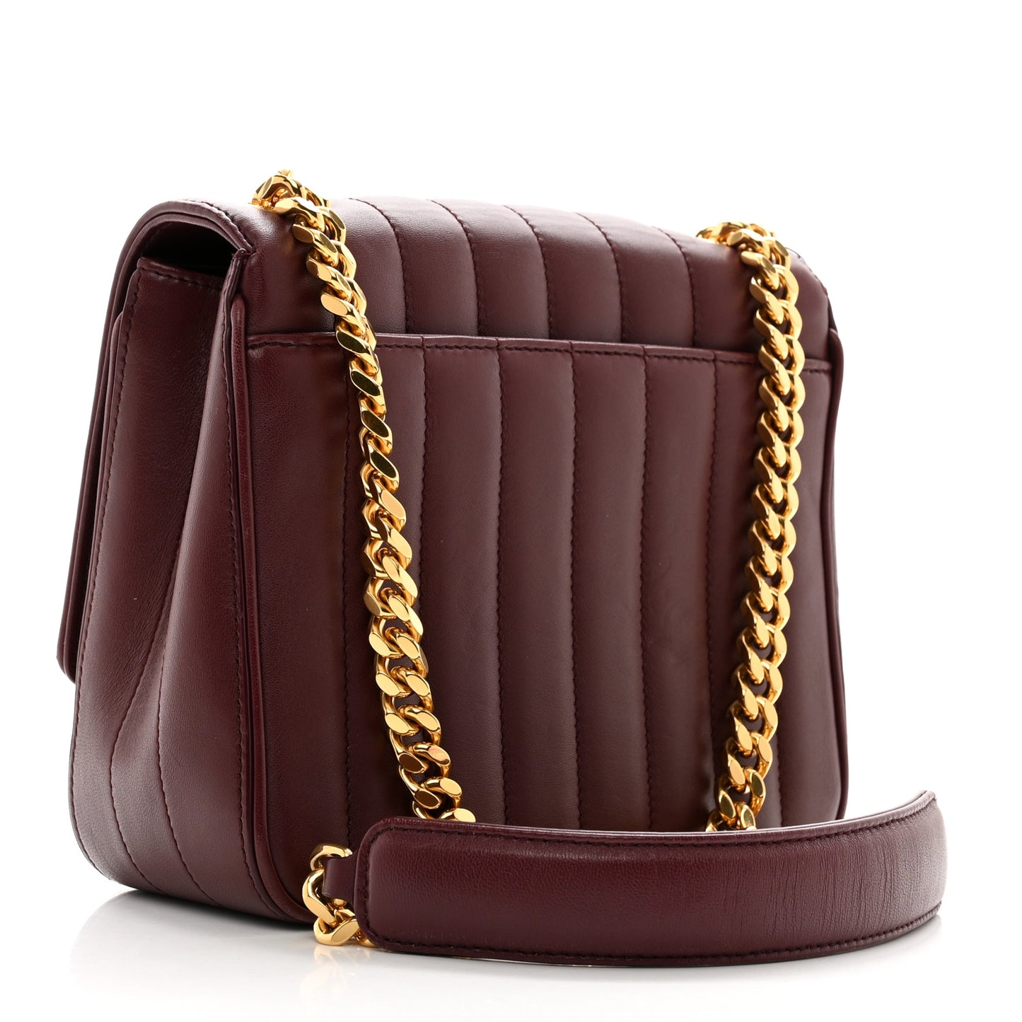 Lambskin Matelasse Monogram Medium Vicky Chain Bag Dark Legion Red