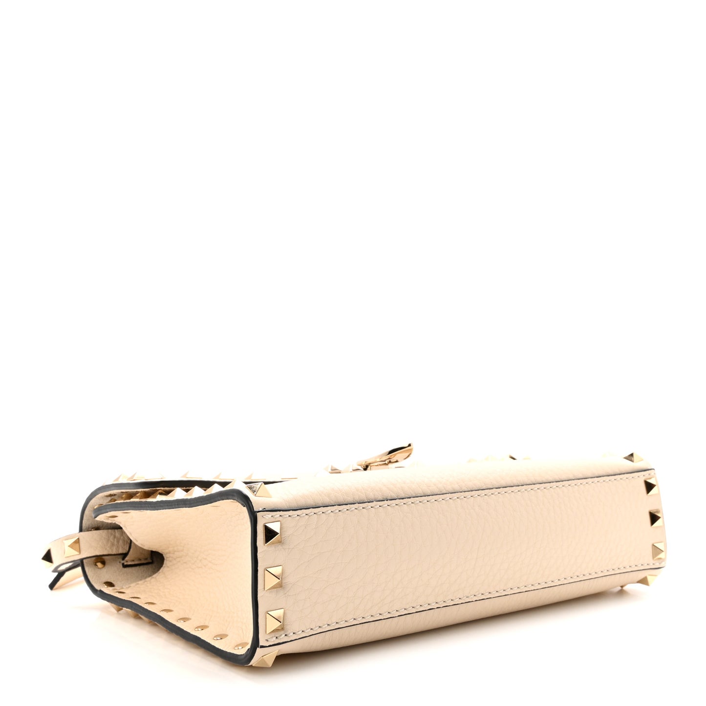 Pebbled Calfskin Medium Rockstud Flip Lock Crossbody Bag Light Ivory