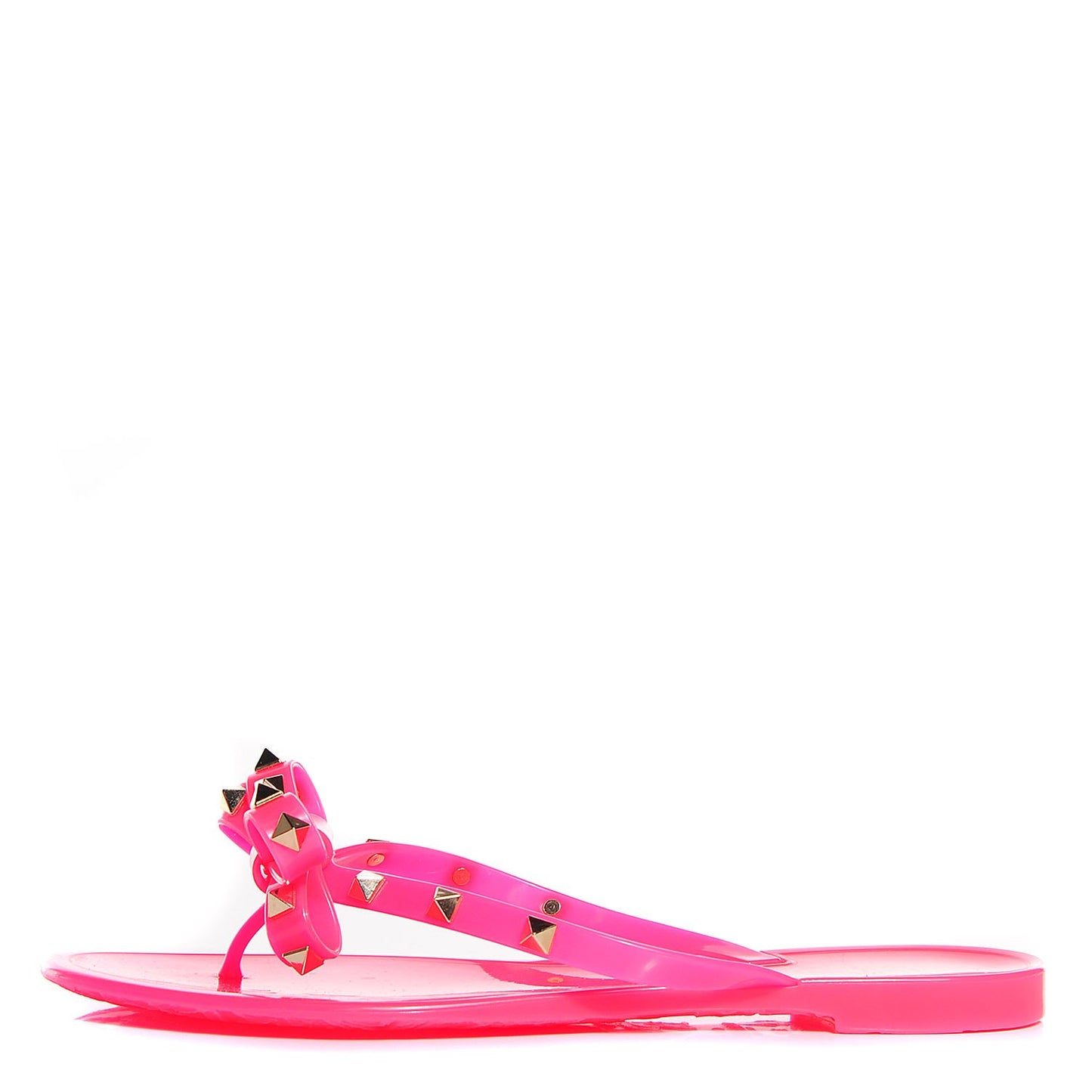 PVC Jelly Rockstud Bow Thong Sandals 39 Fuxia Fluo