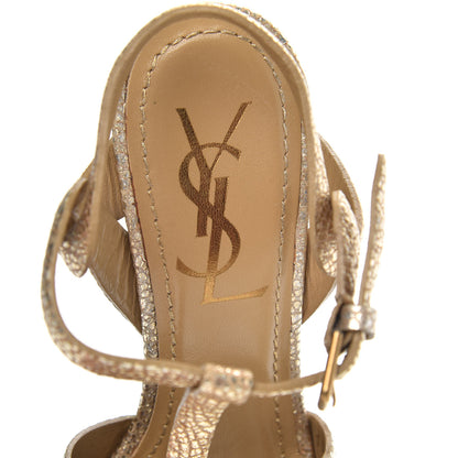 Saint Laurent Metallic Calfskin Tribute 105 Platform Sandals 35 Gold 7 of 10