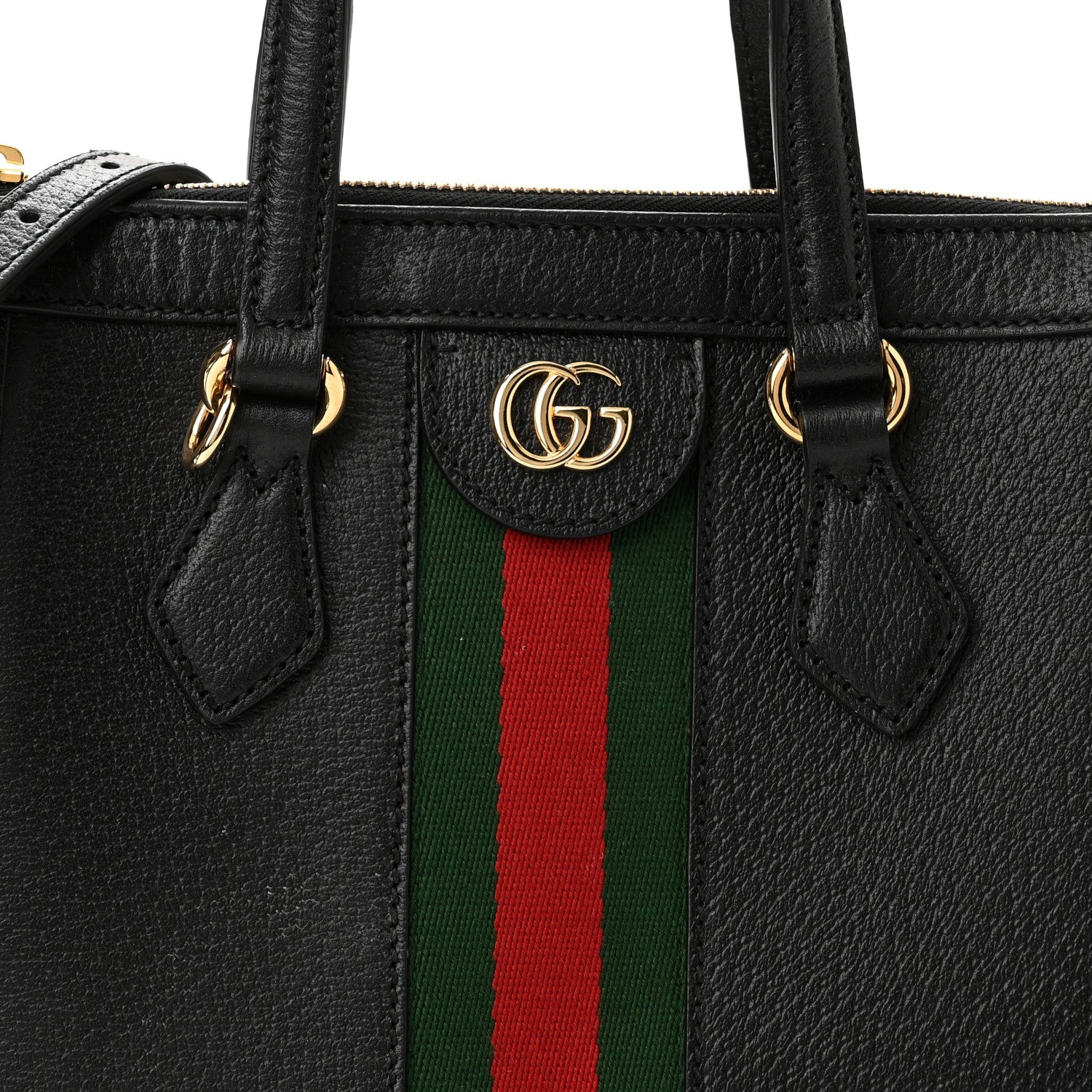 Gucci Textured Calfskin Web Small Ophidia Tote Bag Black 8 of 13
