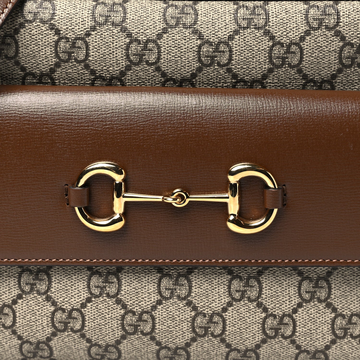 Gucci GG Supreme Monogram Small Horsebit 1955 Shoulder Bag Beige Brown Sugar 8 of 10