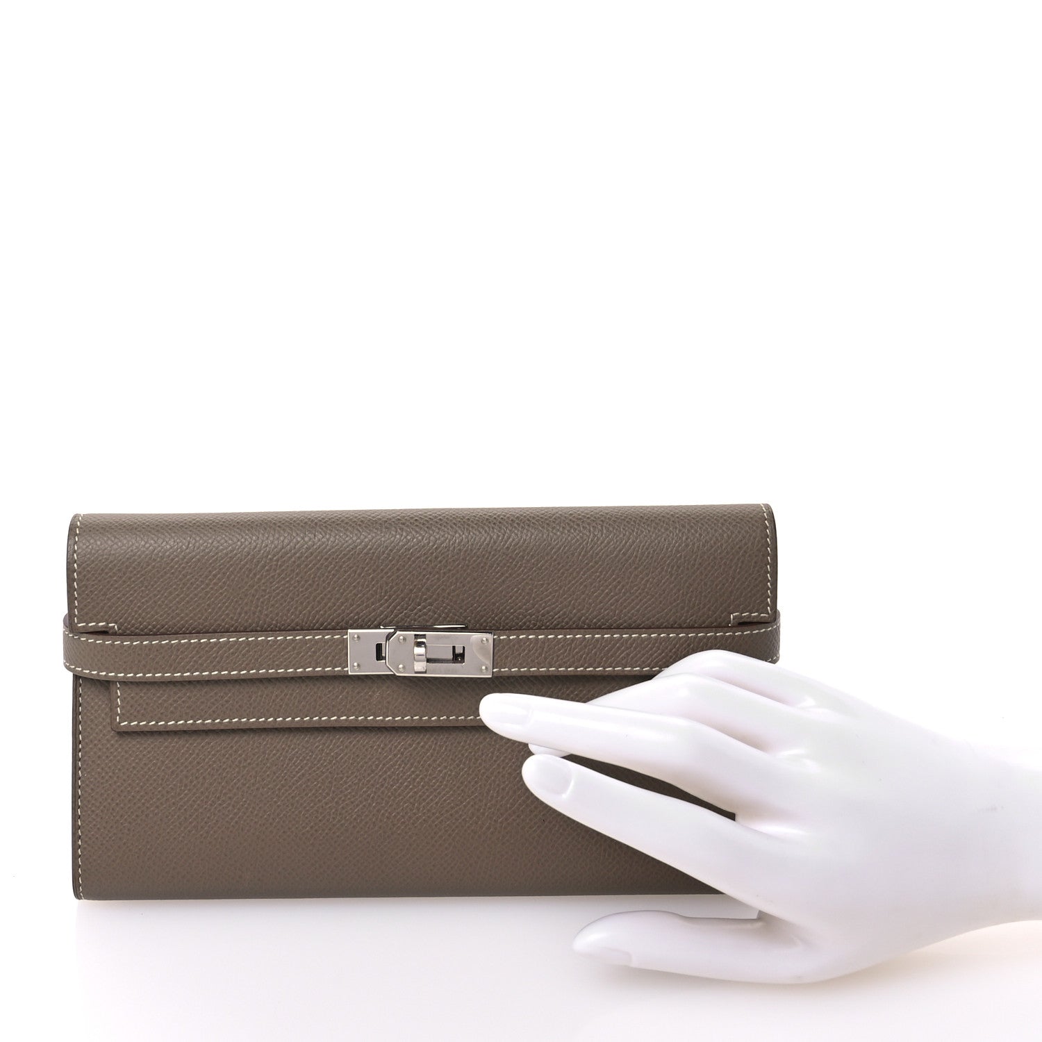 Hermes Epsom Kelly Longue Wallet Etoupe 2 of 9