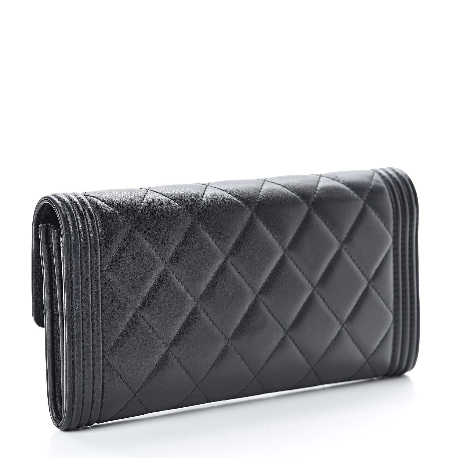Chanel Lambskin Quilted Boy Flap Wallet Black 3 of 10