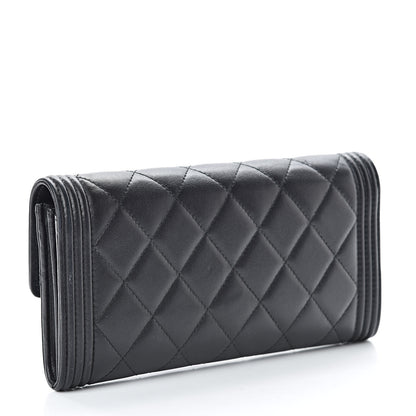 Chanel Lambskin Quilted Boy Flap Wallet Black 3 of 10