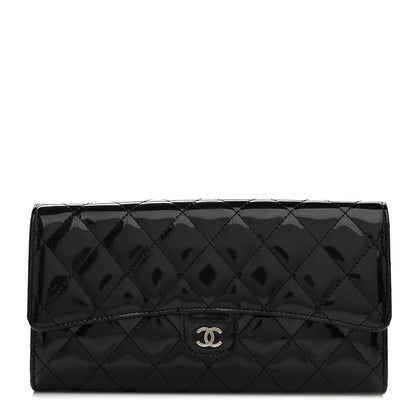 Chanel Striated Patent Quilted Travel Wallet Black 1 of 9
