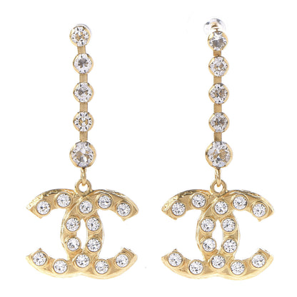 Chanel CC Crystal Drop Earrings Gold 1 of 5