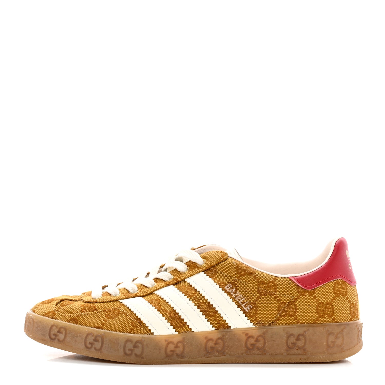 Gucci X ADIDAS Vintage GG Monogram Mens Gazelle Sneakers 6.5 Mid Natural Nut Off White 1 of 10