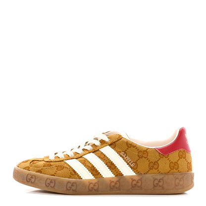 Gucci X ADIDAS Vintage GG Monogram Mens Gazelle Sneakers 6.5 Mid Natural Nut Off White 1 of 10