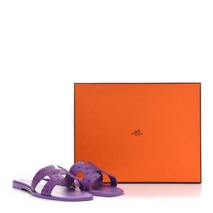 Hermes Ostrich Oran Sandals 38.5 Violet 9 of 9