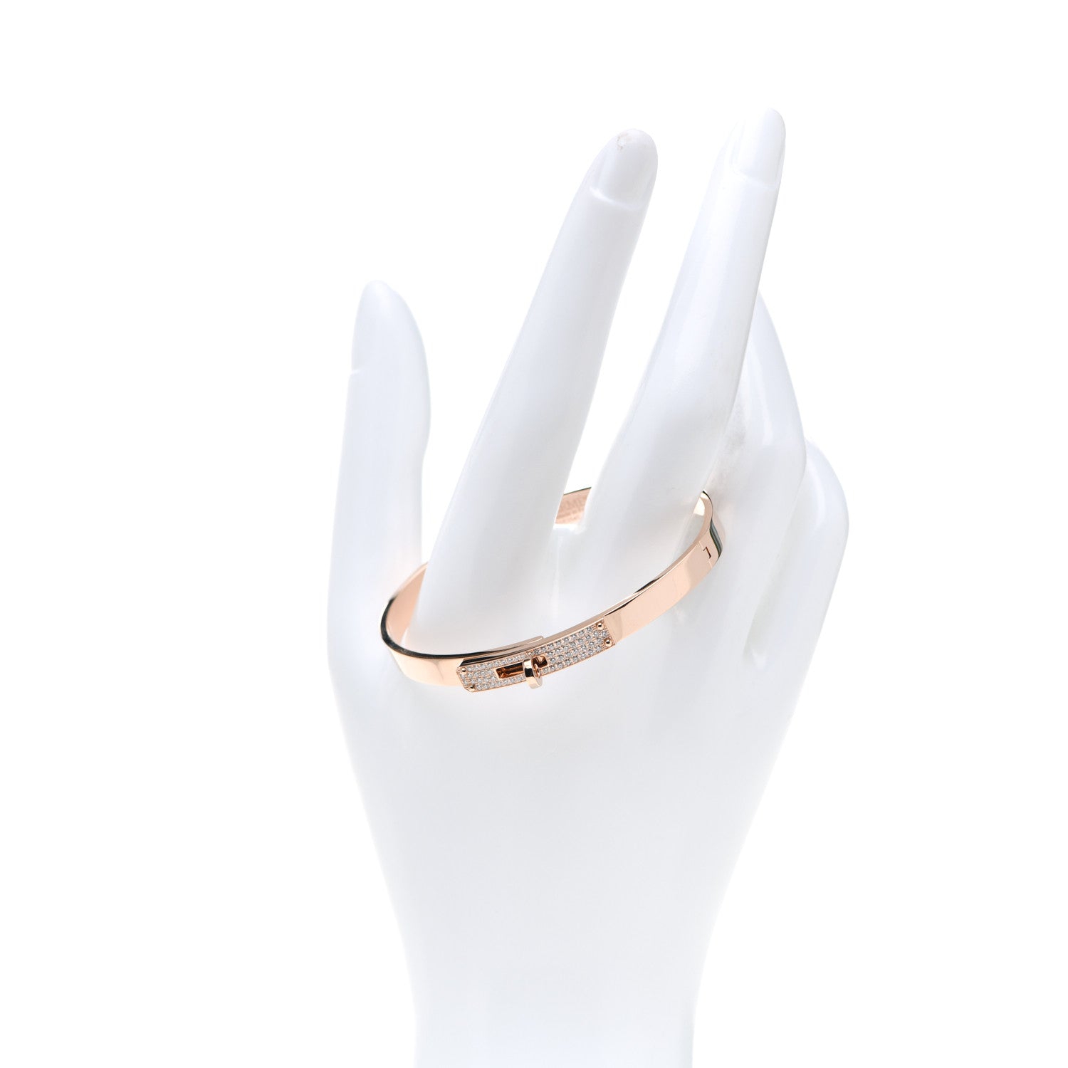 Hermes 18K Rose Gold Diamond PM Kelly Pave Bracelet SH 2 of 5