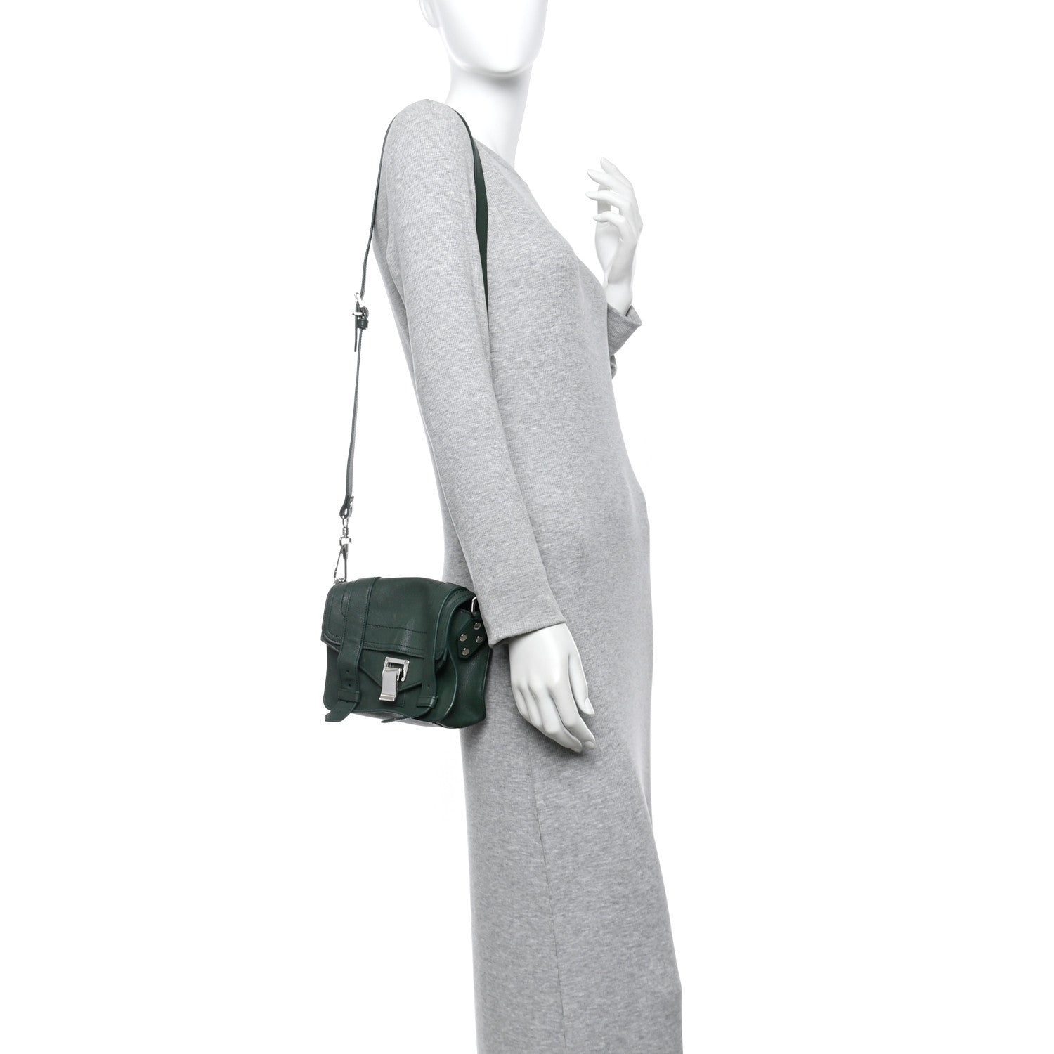 Proenza Schouler Lambskin Mini PS1 Satchel Forest Green 2 of 12