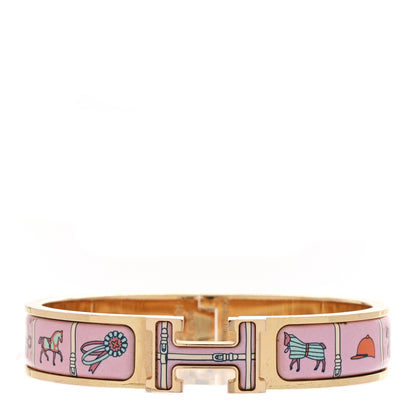 Hermes Enamel Printed Narrow Couvertures et Tenues de Jour Clic Clac H Bracelet PM Color Patch 1 of 4