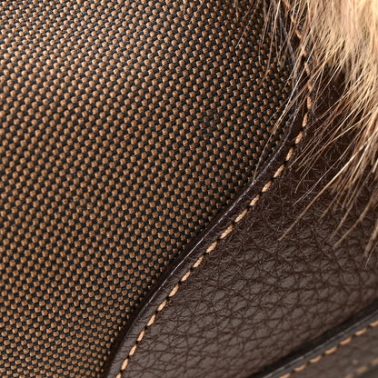 Prada Fox Fur Jacquard Logo Hand Muff Hobo Corda Bruciato 15 of 15