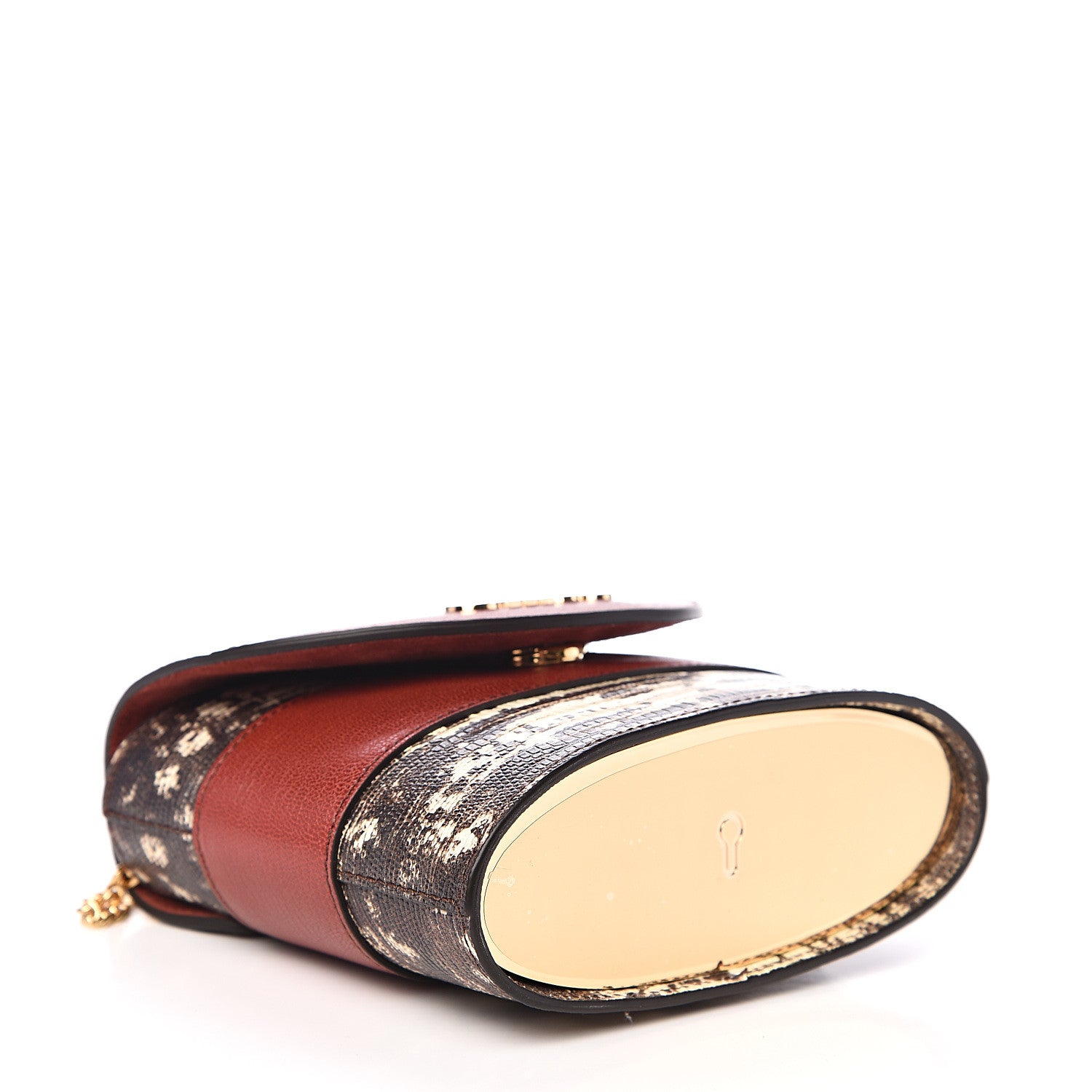 Chloe Calfskin Lizard Embossed Small Aby Lock Sepia Brown 3 of 9