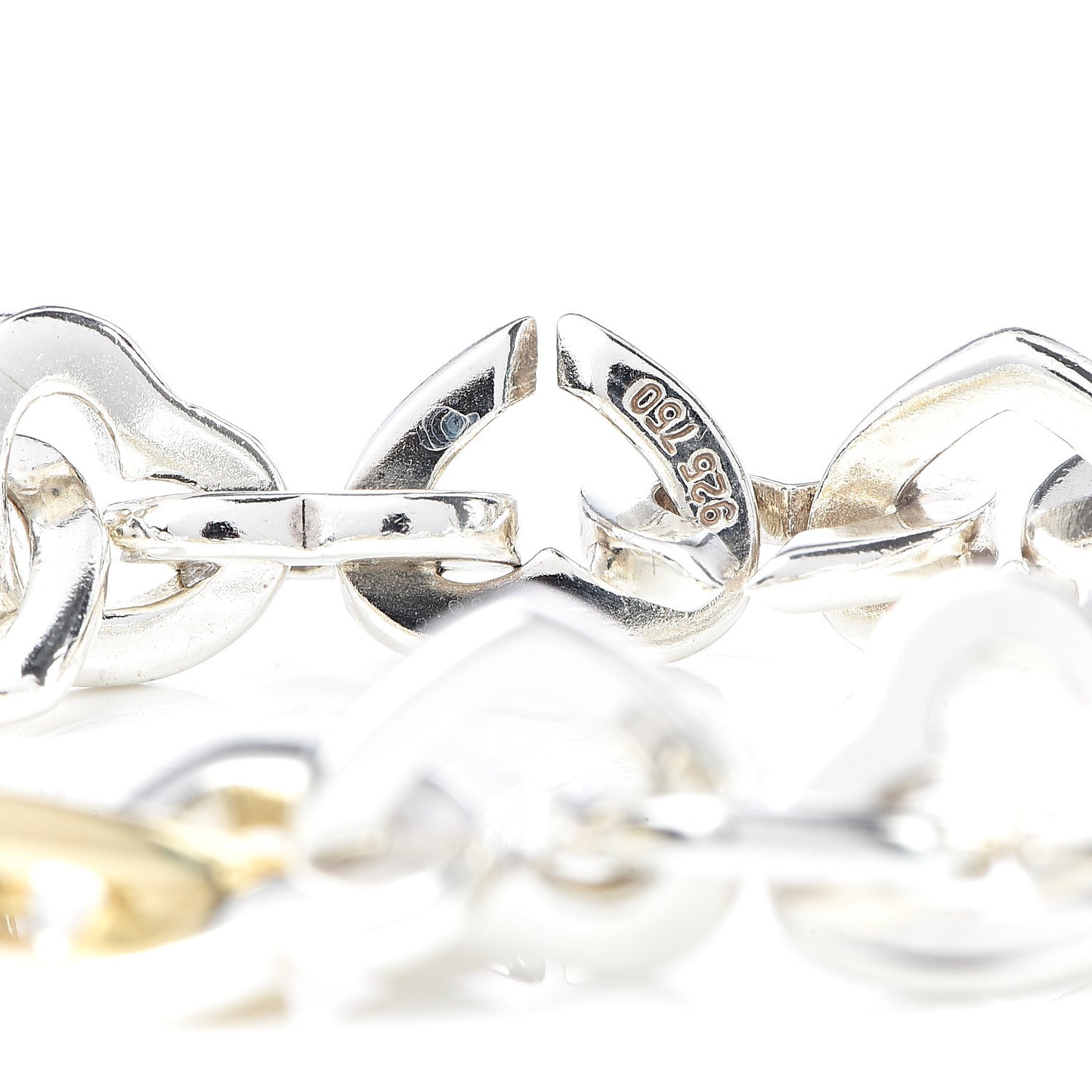 Sterling Silver 18K Yellow Gold Heart Links Bracelet