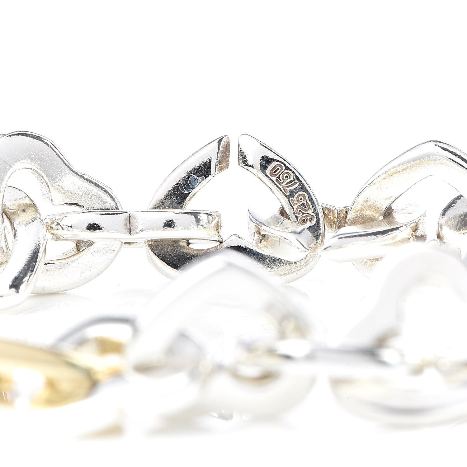Tiffany Sterling Silver 18K Yellow Gold Heart Links Bracelet 4 of 4