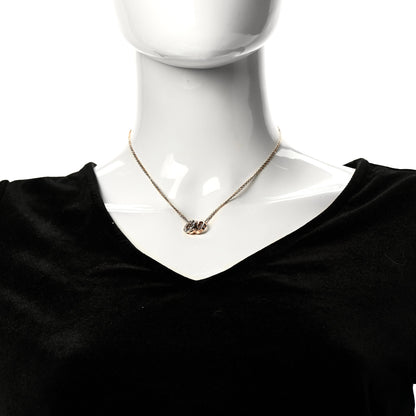 Cartier 18K White Pink Gold Diamond Three Ring LOVE Pendant Necklace 2 of 8