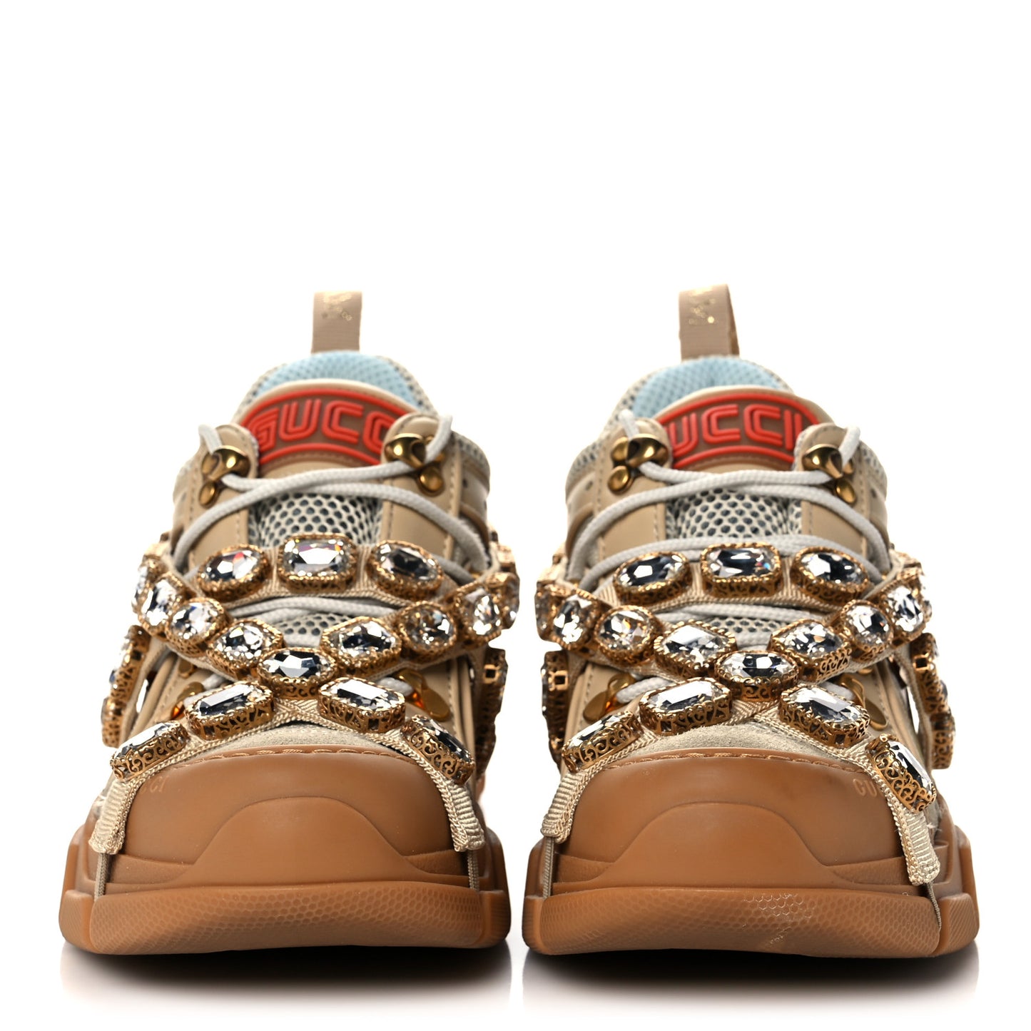 X SEGA Mesh Canvas Calfskin Removable Crystals Flashtrek Sneakers 37.5 Mystic White Oatmeal Sand Storm