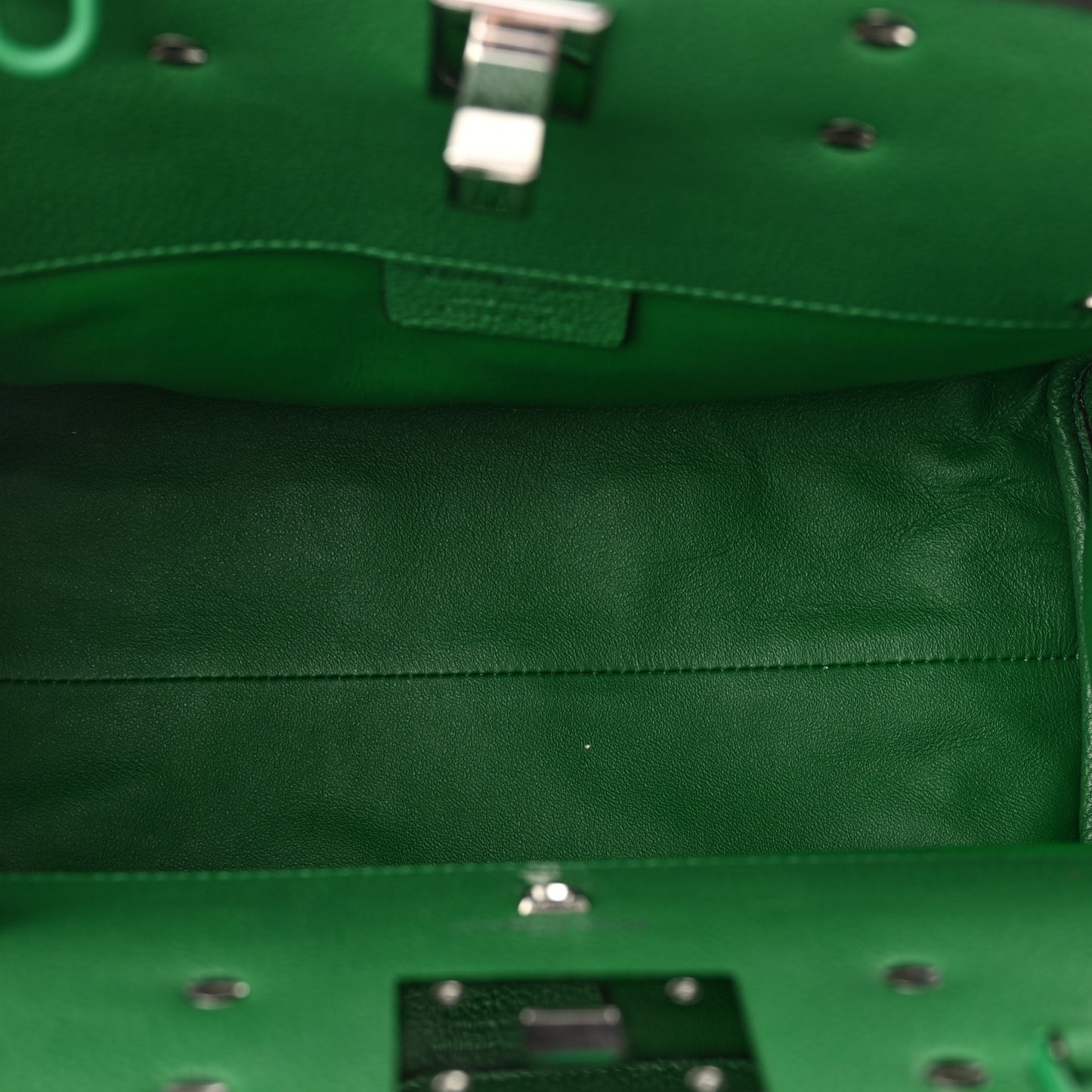 Grained Calfskin Studio Top Handle Bag Green