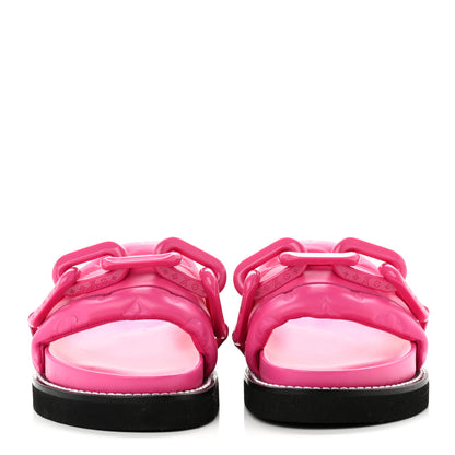 Louis Vuitton Calfskin Embossed Monogram Sunset Flat Comfort Mule 37 Pink 2 of 8