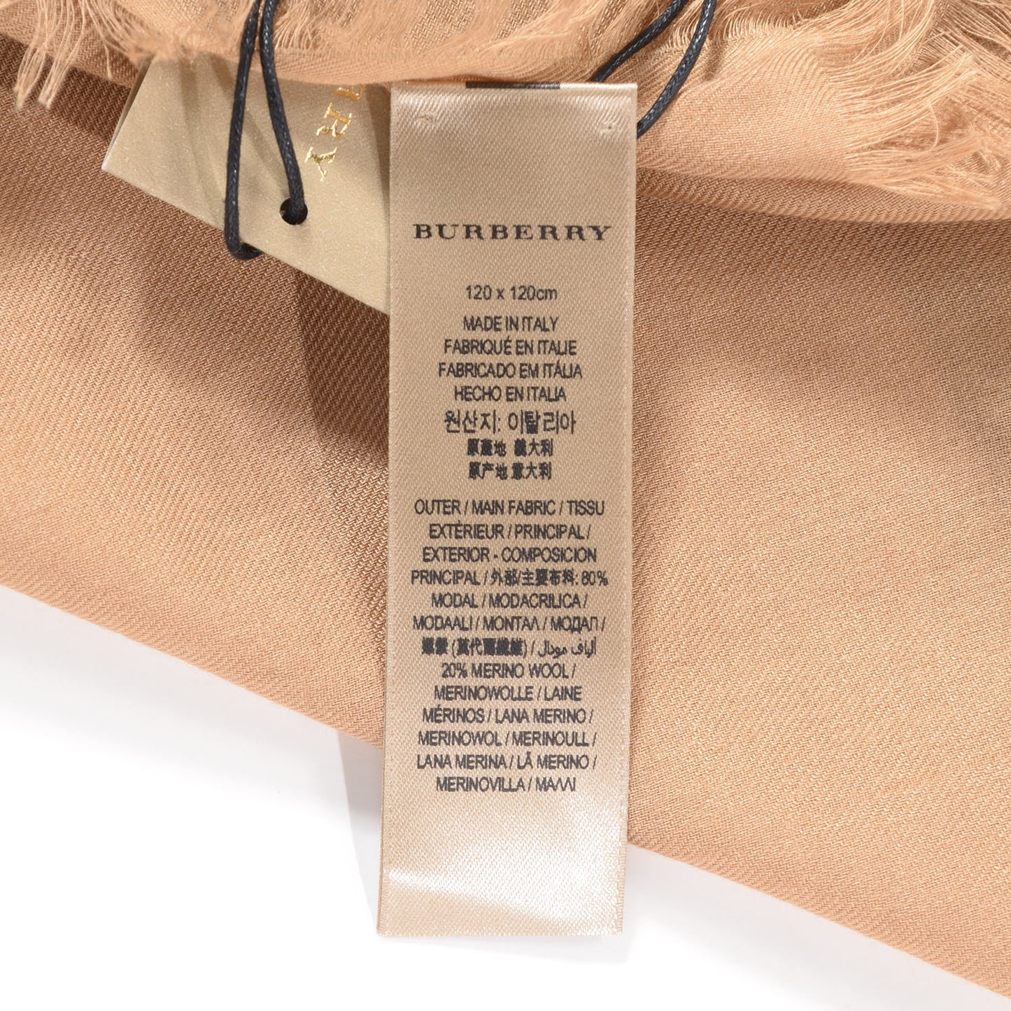 Modal Wool Overdyed Chambray Check Square Scarf Camel