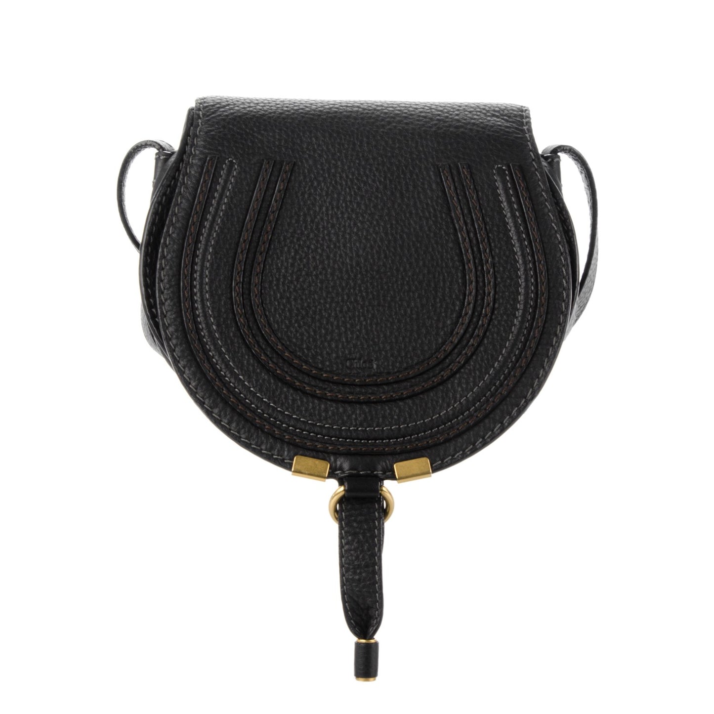 Calfskin Mini Marcie Round Crossbody Bag Black