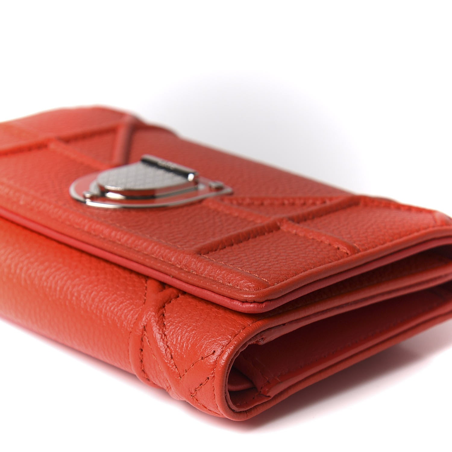 Christian Dior Grained Calfskin Cannage Diorama Elancee Wallet Inferno Red 8 of 11