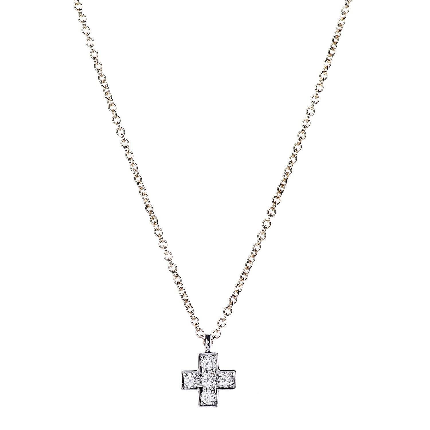 Tiffany 18K Yellow Gold Platinum Diamond Cruciform Cross Pendant Necklace 4 of 7