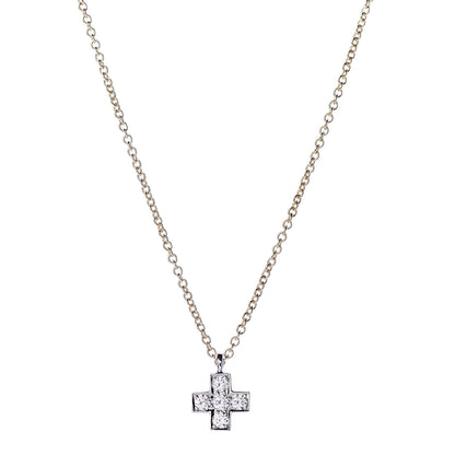 Tiffany 18K Yellow Gold Platinum Diamond Cruciform Cross Pendant Necklace 4 of 7