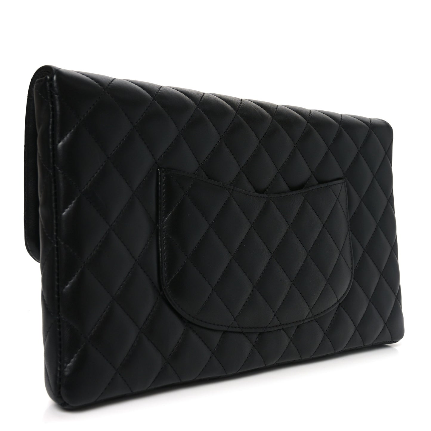 Lambskin Quilted Flap Clutch Black