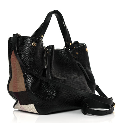Burberry Grainy Calfskin House Check Small Maidstone Black 2 of 5