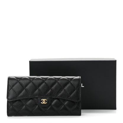 Chanel Caviar Quilted Large Gusset Flap Wallet Black 9 of 9