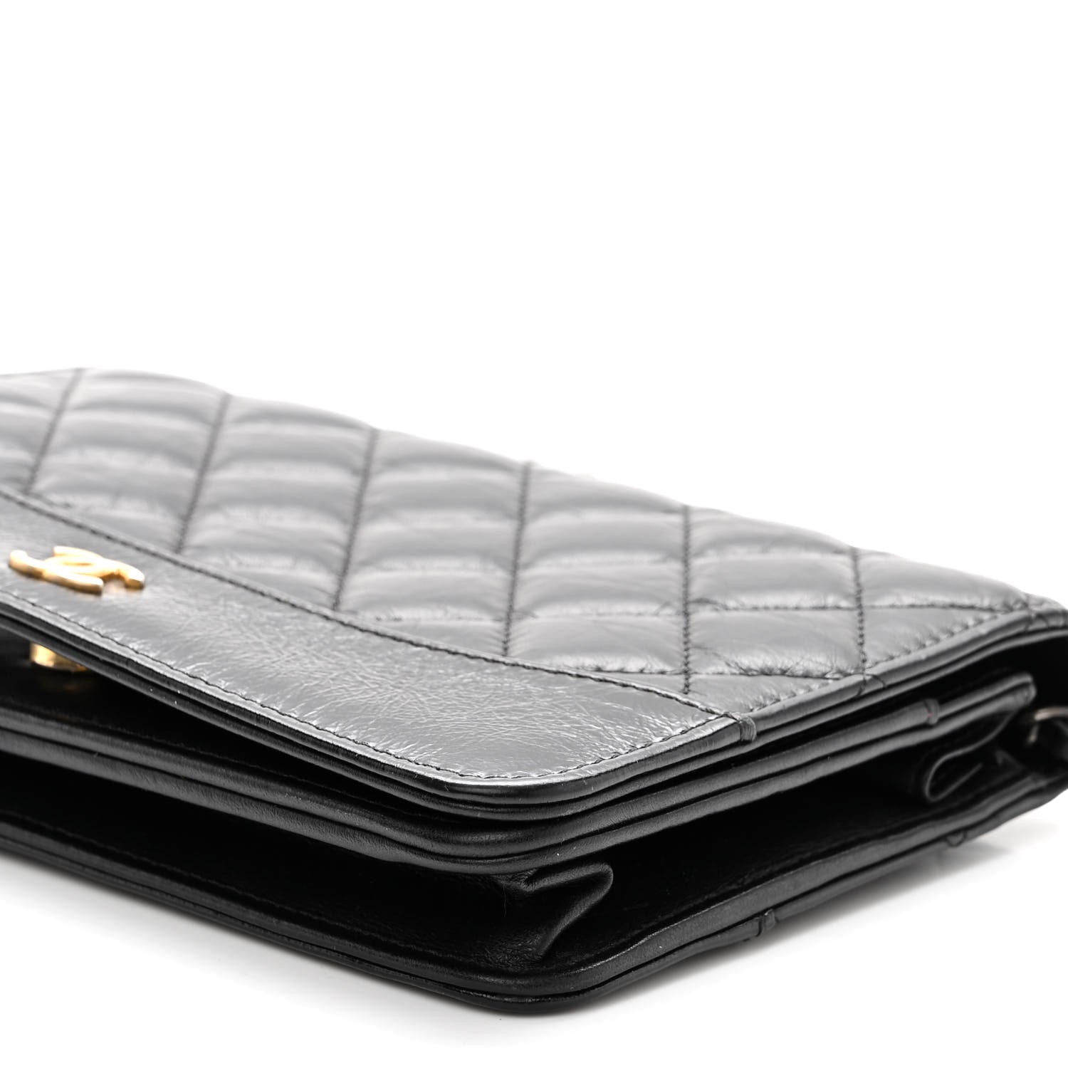 Chanel Aged Calfskin Quilted Gabrielle Wallet On Chain WOC Black 10 of 12