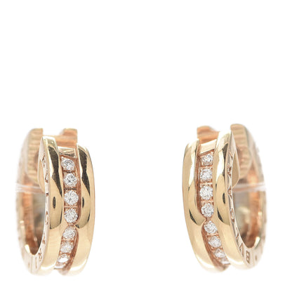 Bulgari 18K Rose Gold Diamond Small B.Zero1 Hoop Earrings 1 of 5
