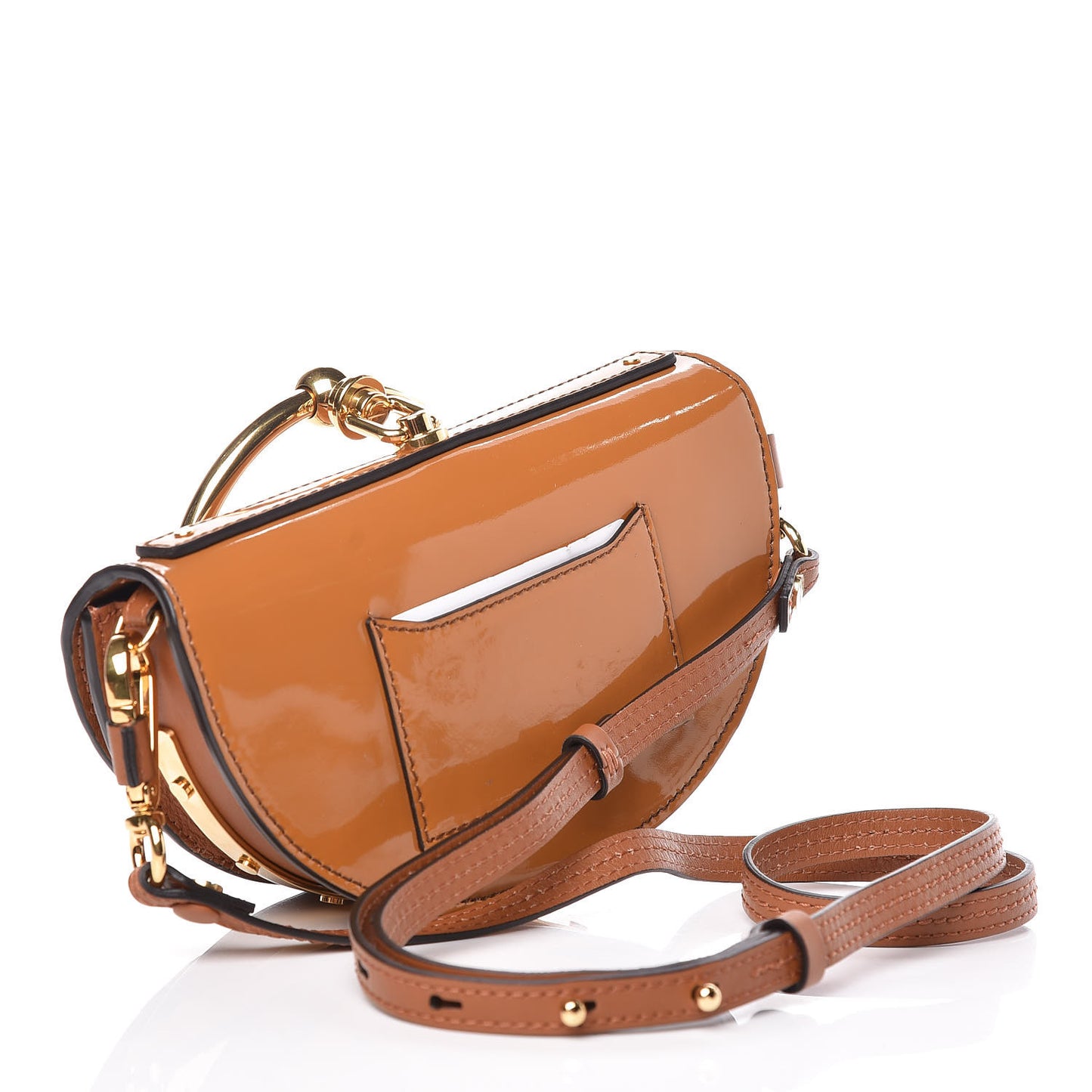 Spazzolato Sfumato Lambskin Calfskin Small Nile Bracelet Minaudiere Bag Caramel