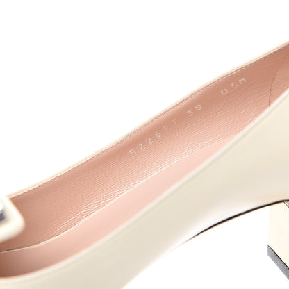 Gucci Malaga Kid Crystal Square G Madelyn Mid Heel Loafer Pumps 38 Ivory 7 of 10
