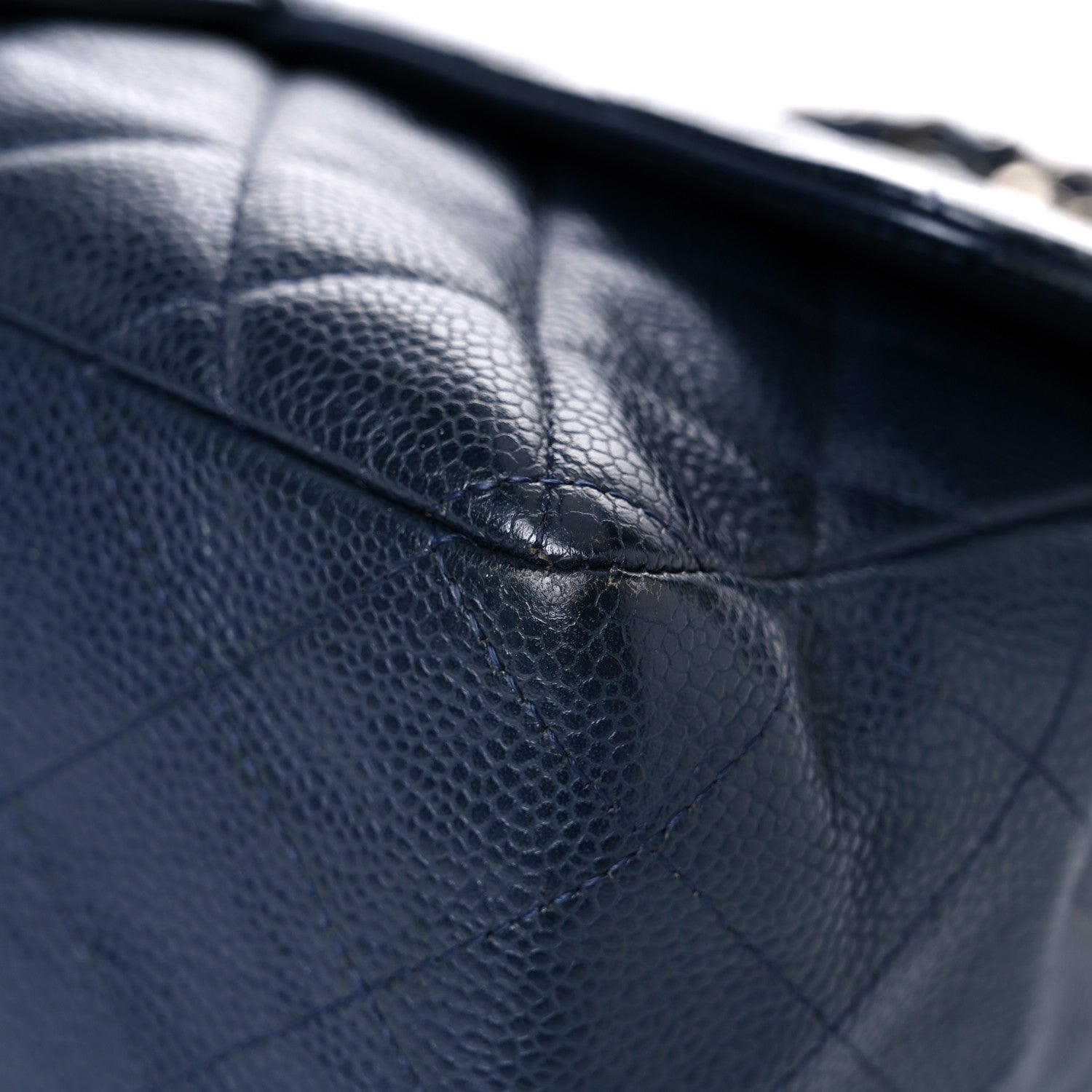 Chanel Caviar Quilted Jumbo Double Flap Navy Blue 9 of 25