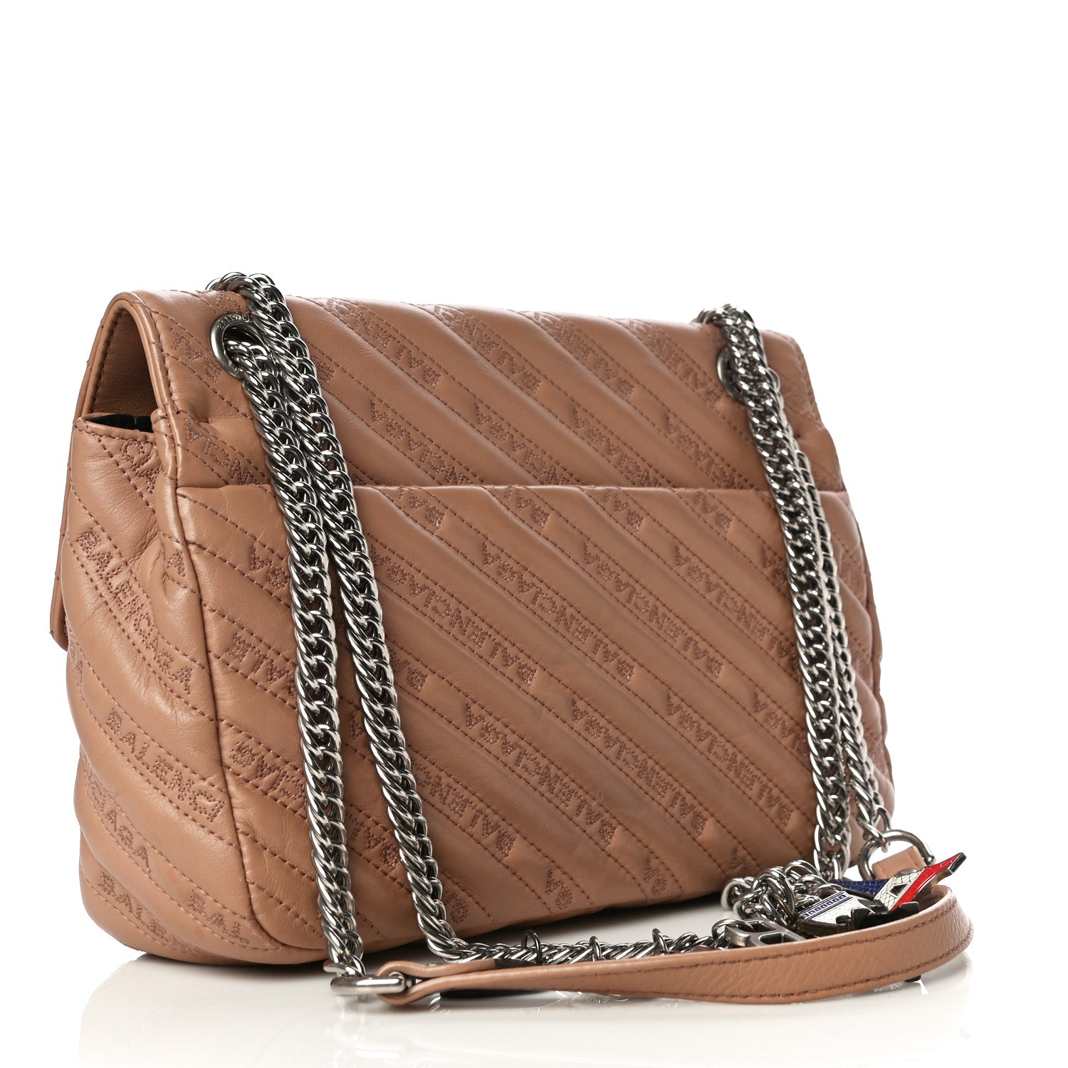 Balenciaga Calfskin BB Matelasse Logo Charms Shoulder Bag Brown 3 of 18