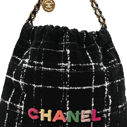 Chanel Wool Tweed Quilted Small Chanel 22 Black Multicolor 9 of 11