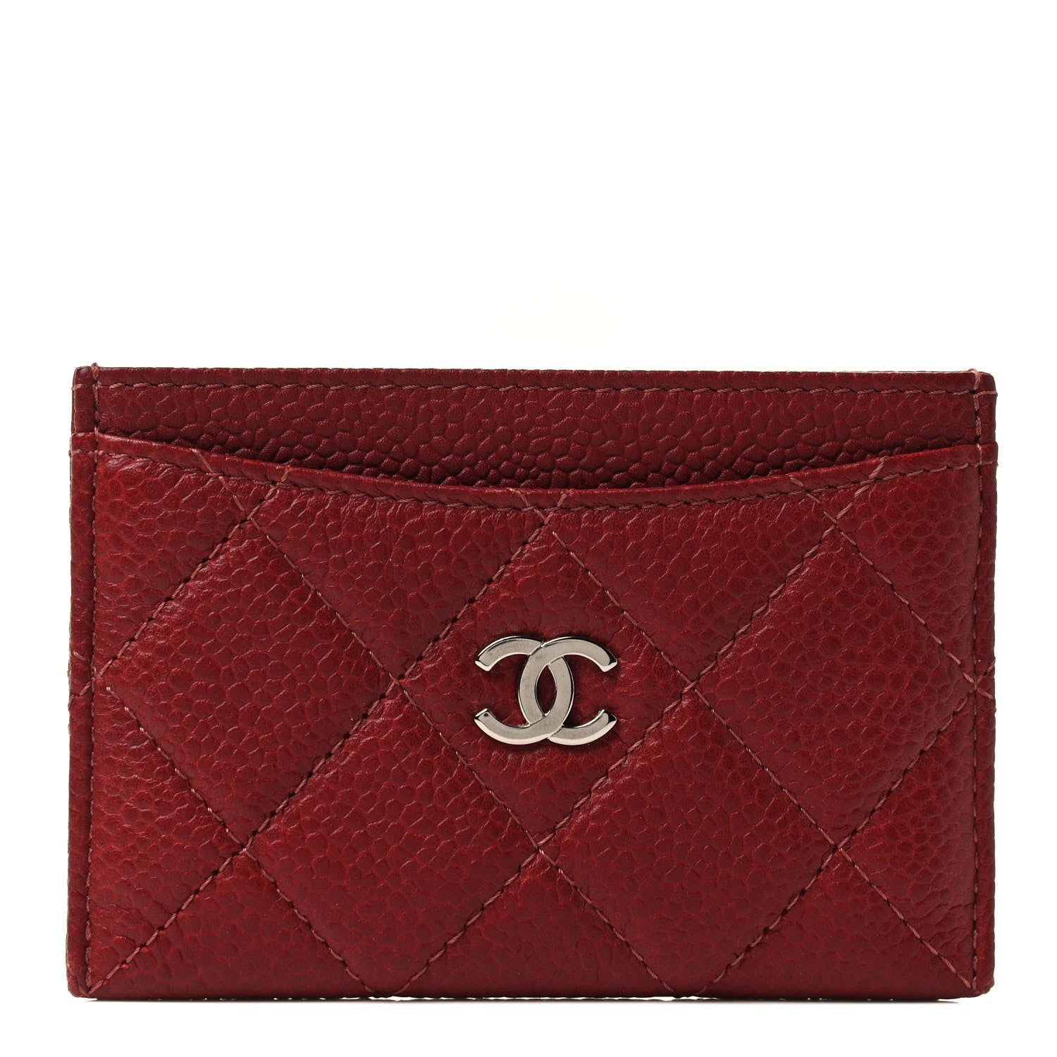 Chanel Caviar Quilted Card Holder Dark Red 1 of 4