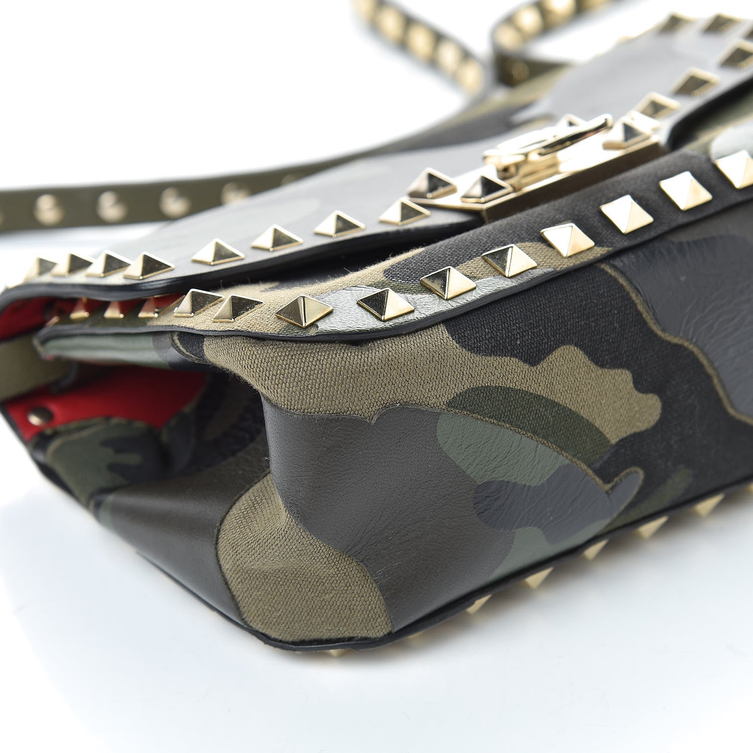 Valentino Garavani Nappa Canvas Camouflage Mini Rockstud Flap Saddle Crossbody Bag Safari 9 of 9