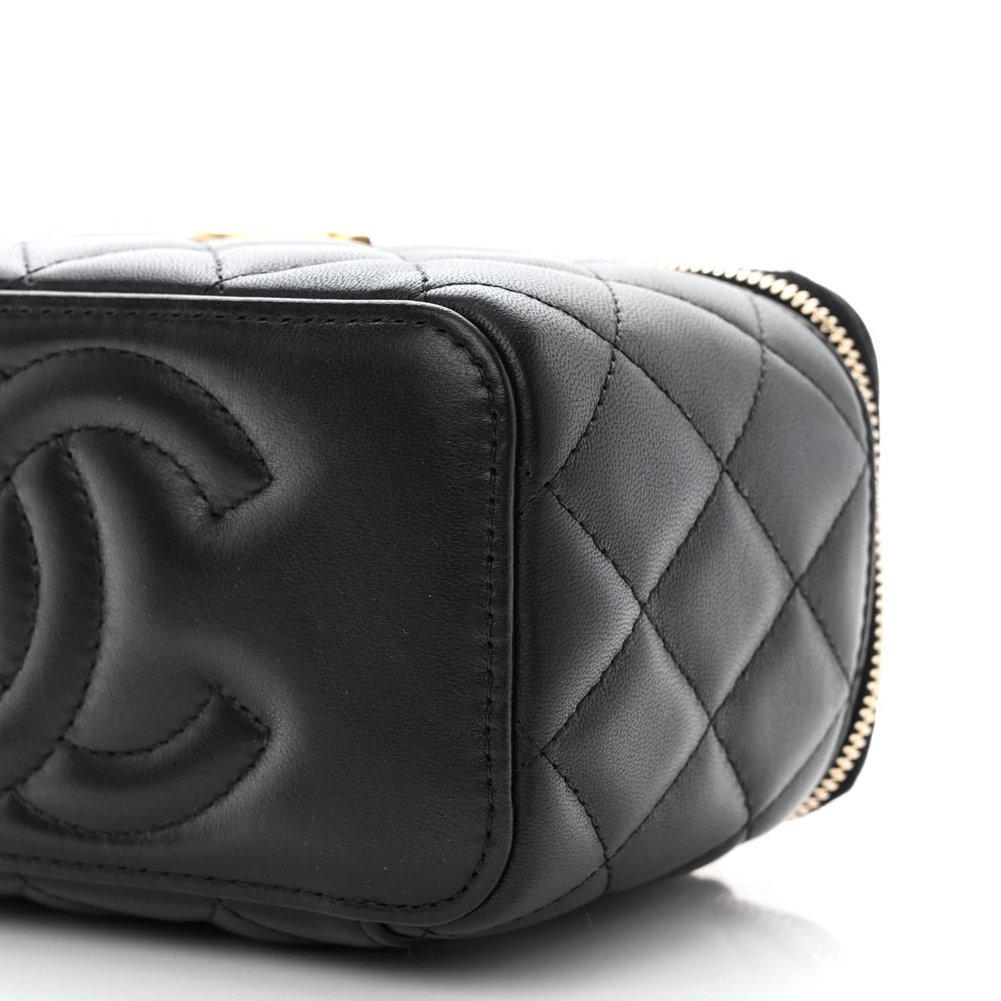 Lambskin Quilted Pick Me Up Vanity Case Black