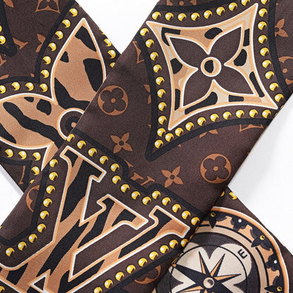 Louis Vuitton Silk Monogram LV World Bandeau Brown 3 of 5