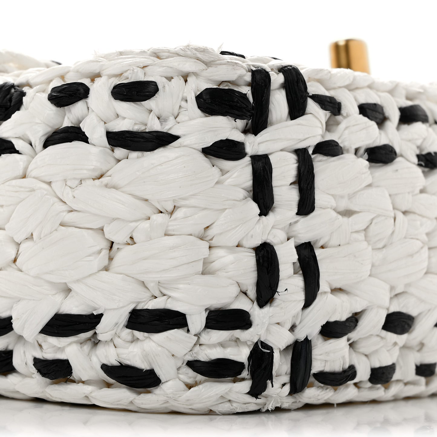 Raffia Effect Tweedy Mini Flap Bag White Black